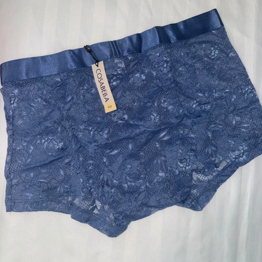 Cosabella Never Say Never Mens Lace Boxer Briefs Blue Floral Underwear New Large